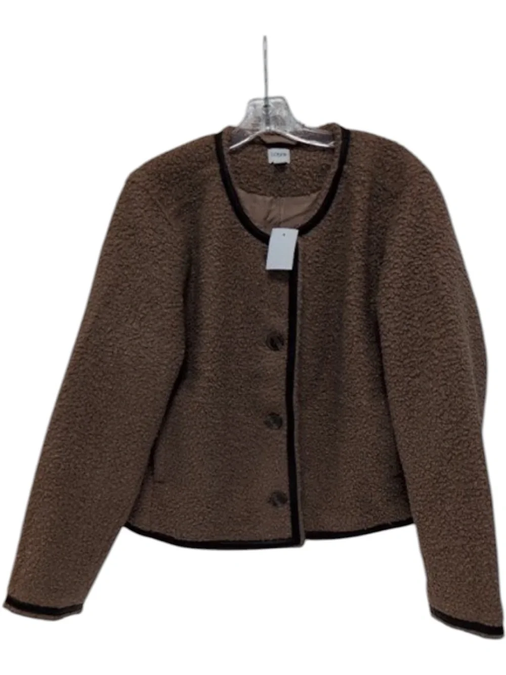 J. Crew Brown Sherpa Jacket with Black Trim